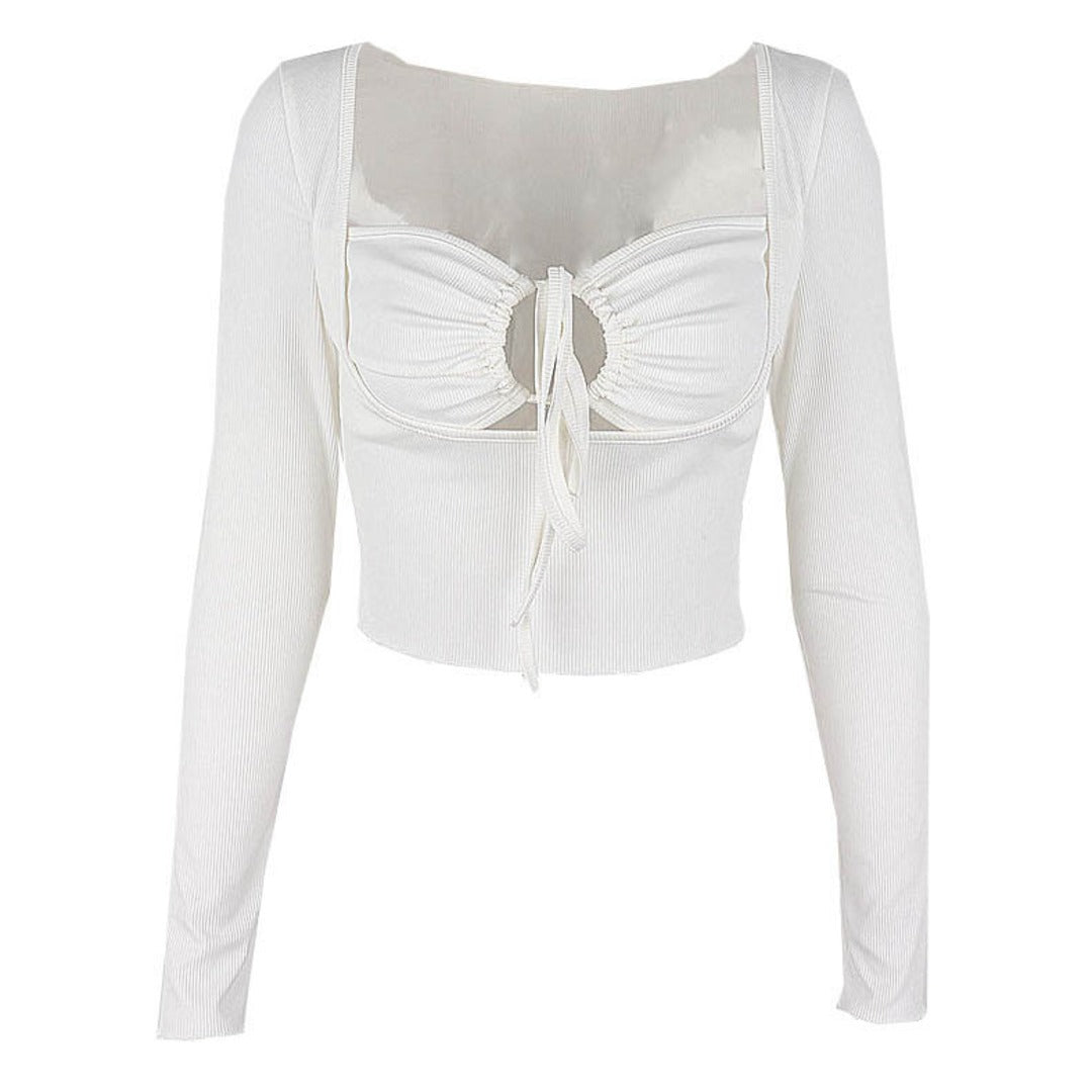 Chic Cut-Out Drawstring Top