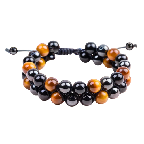 Dual Layered Triple Protection Bracelet – Unisex Healing Crystal Jewelry for Confidence, Strength & Balance