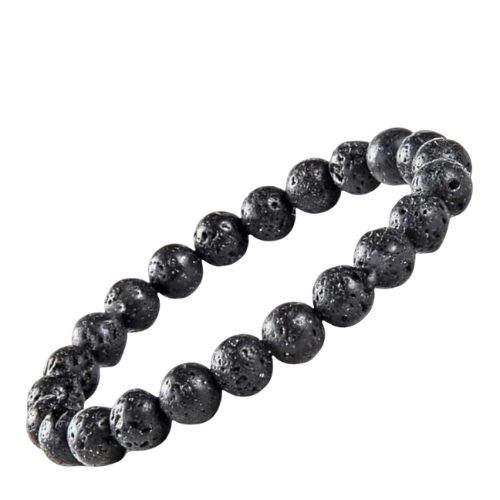 Mystic Ember Lava Stone Handmade stretchable Power Bracelet For Both Men and Women - Black