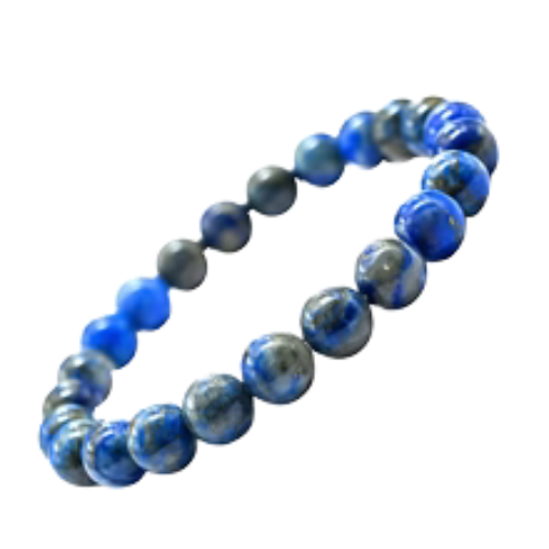 Spiritual Connection & Confidence: Original Blue Lapis Lazuli Round Beaded Bracelet for Unisex