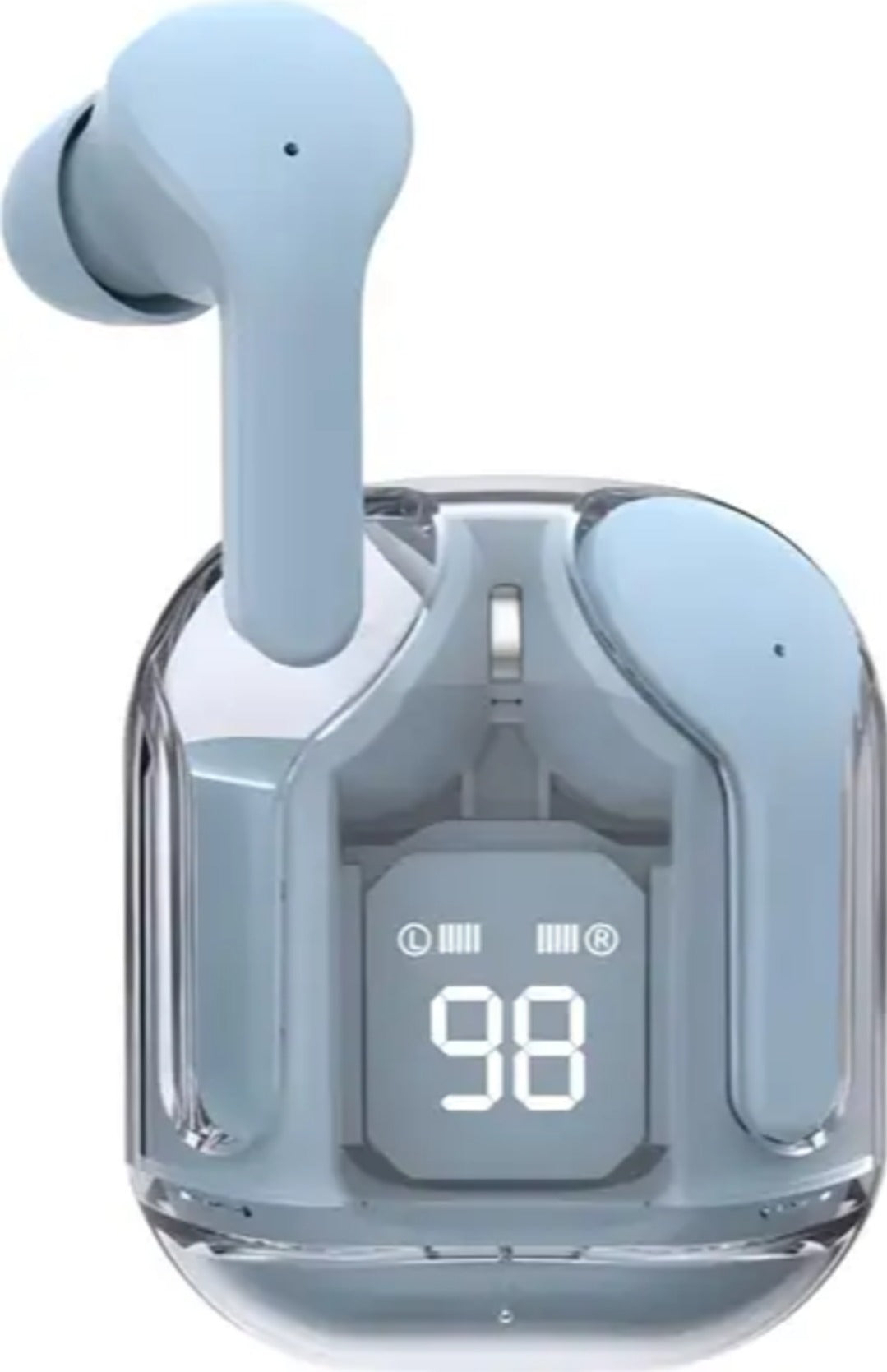 TrueBeat Pro Earbuds – Transparent TWS Bluetooth 5.3, 28H Playtime, LED Display