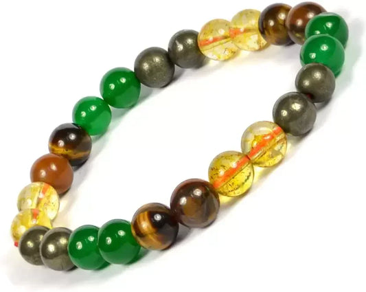 Money Magnet Crystal Bracelet – Citrine, Hematite, Green Aventurine, Pyrite & Tiger Eye | Wealth, Prosperity & Positive Energy
