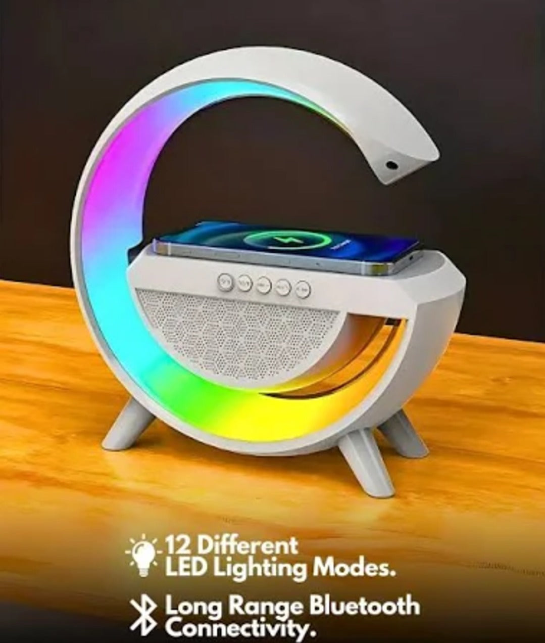 Multi-Function Bluetooth Speaker Lamp – Night Light, Wireless Charger